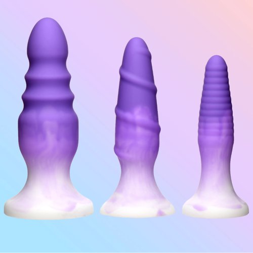 3 piece Silicone Butt Plug Set - Purple