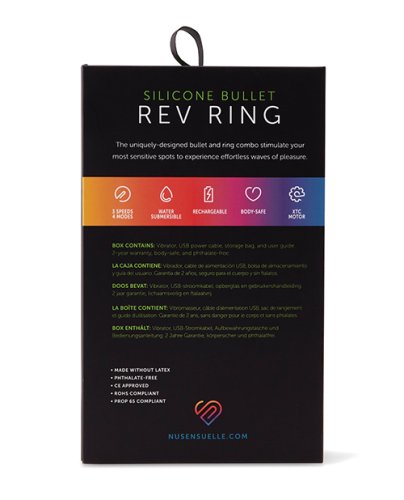 Nu Sensuelle Rev Silicone 7 Function Bullet Ring w/Flutter Tip - Black