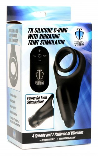 TRINITY 4 MEN 7X SILICONE C- RING W/ TAINT STIMULATOR