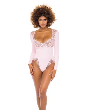 Maria Ribbed Knit & Lace Teddy Crystal Rose MD
