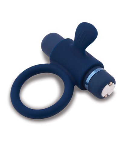 Nu Sensuelle Rev Silicone 7 Function Silicone Bullet Ring w/Flutter Tip - Navy