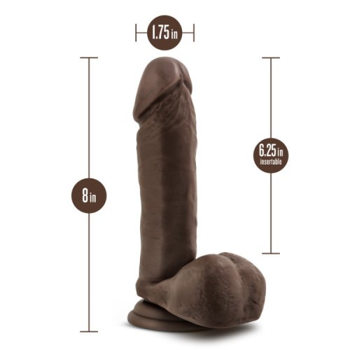 DR SKIN PLUS 8IN POSABLE DILDO W/ BALLS CHOCOLATE