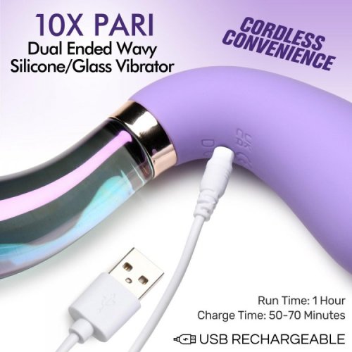 10X Dual End Wavy Silicone/Glass Vibe