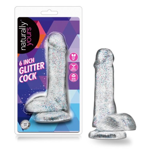 Naturally Yours 6\" Glitter Cock w Balls