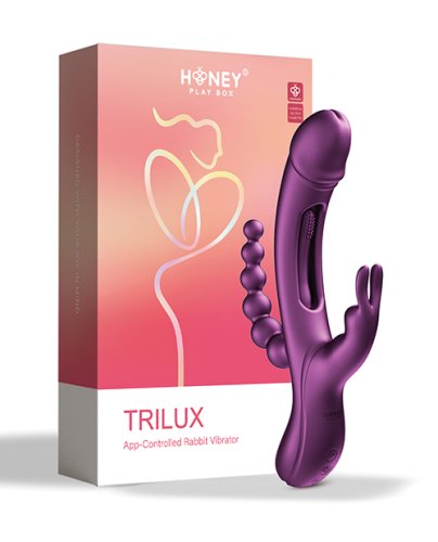 Trilux Kinky Finger Rabbit Vibrator w/ Anal Beads - Purple