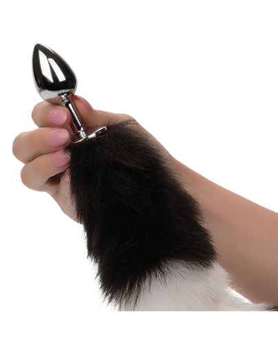 Running Wild Black & White Tail Metallic Anal Probe