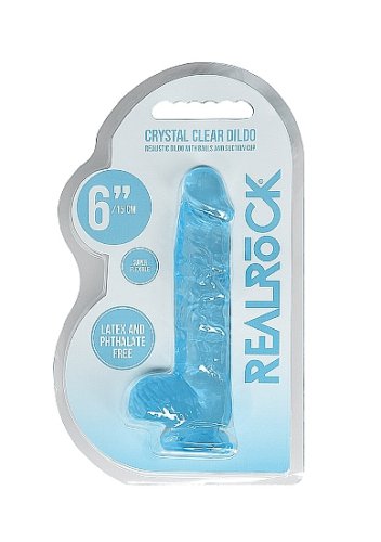 REALROCK 6IN REALISTIC DILDO W/ BALLS CLEAR BLUE