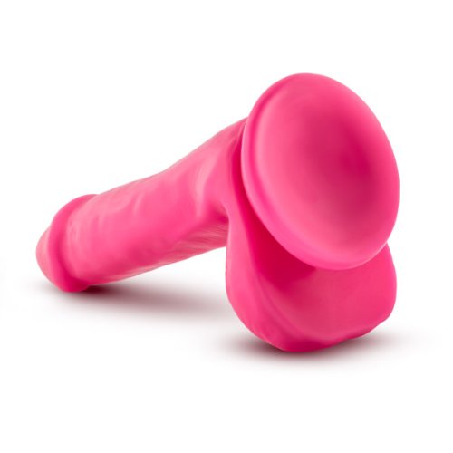 NEO 6 DUAL DENSITY COCK W/BALLS NEON PINK \"