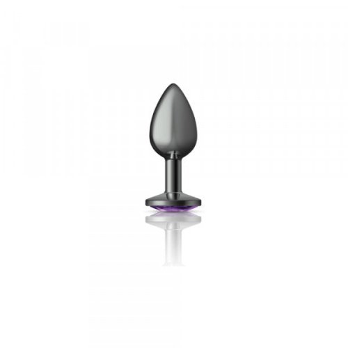 Silver Metal Plug - Round-Purple-Small