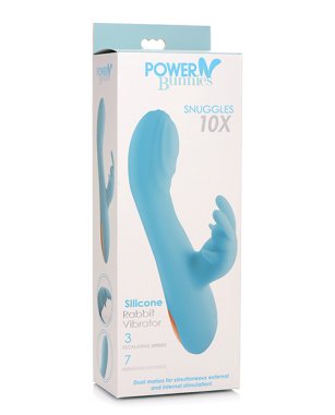 Curve Toys Power Bunnies Snuggles 10x Silicone Rabbit Vibrator - Blue