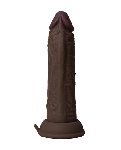 Shaft Flexskin Liquid Silicone 6.5\" Vibrating Dong - Mahogany