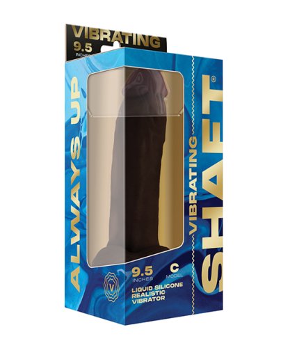 Shaft Flexskin Liquid Silicone 9.5\" Vibrating Curved Dong w/Balls - Mahogany