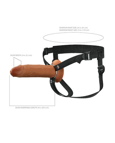 Fantasy X-Tensions Elite 8\" Silicone Hollow Strap-on w/Harness - Brown