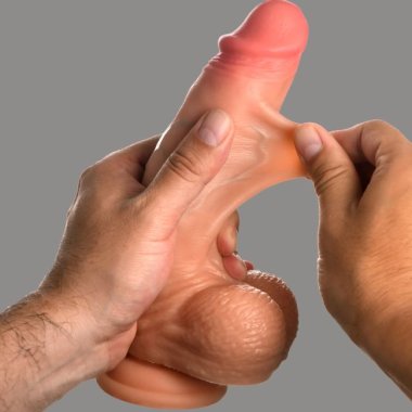 JOCK REAL SKIN 8 SILICONE DILDO W/BALLS LIGHT "