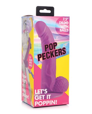 Pop Peckers 7.5" Dildo w/Balls - Purple