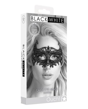 Shots Ouch Black & White Lace Eye Mask - Empress Black
