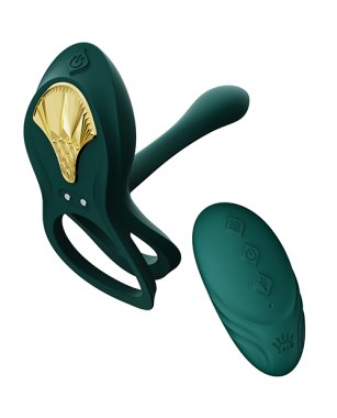 ZALO Bayek Vibrating Couples Ring w/Remote - Turquoise Green
