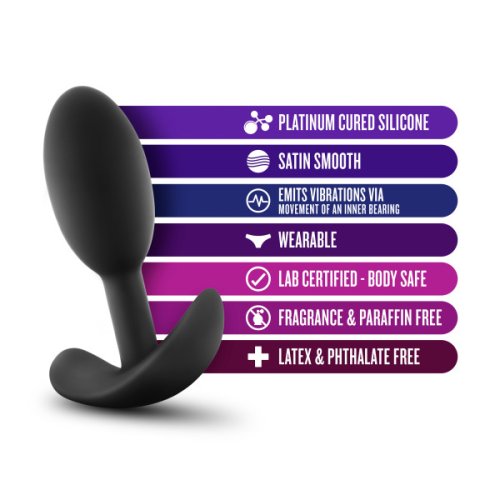 ANAL ADVENTURES PLATINUM SILICONE VIBRA SLIM PLUG SMALL BLACK