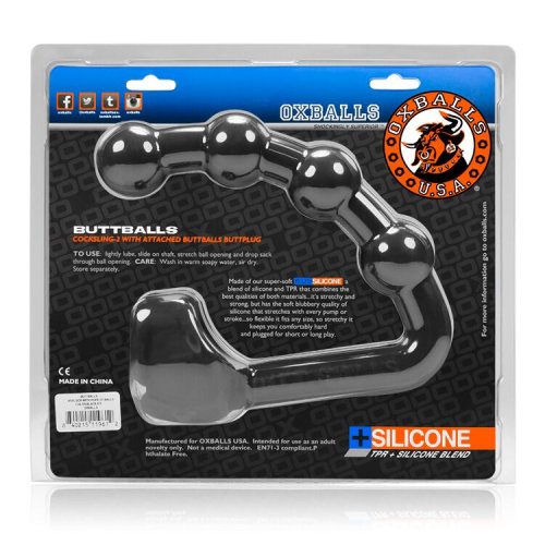 BUTTBALLS ASSLOCK & COCKSLING OXBALLS SILICONE/TPR BLEND BLACK ICE (NET)