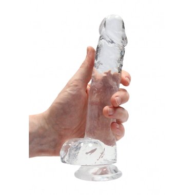 8" Realistic Dildo With Balls - Transpar