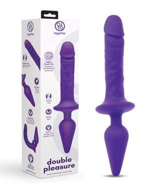 Together Double Pleasure 11" Double-Ended Dildo & Butt Plug - Purple