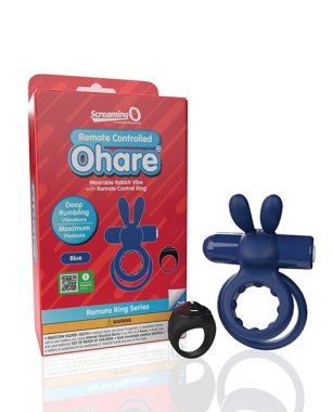 Screaming O Ohare Remote Controlled Vibrating Ring - Blue