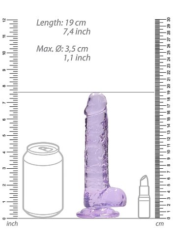 REALROCK 7IN REALISTIC DILDO W/ BALLS CLEAR PURPLE