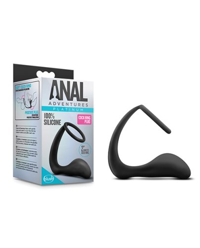 ANAL ADVENTURES PLATINUM COCK RING PLUG BLACK