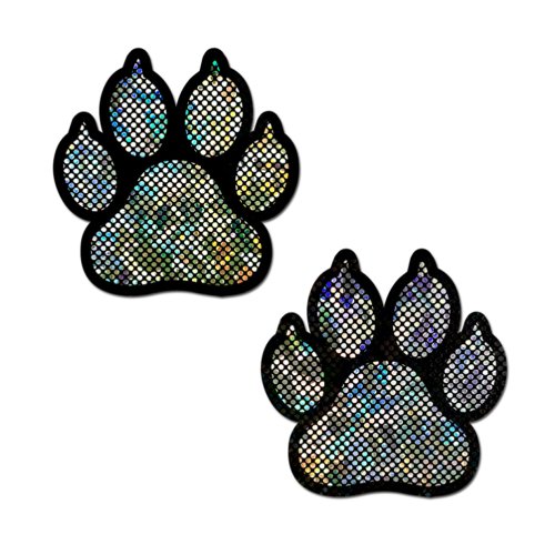 Paw Print Pasties - Disco Silver/Black