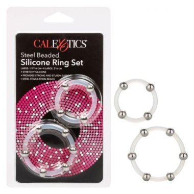 Steel Beaded Silicone Ring Set *