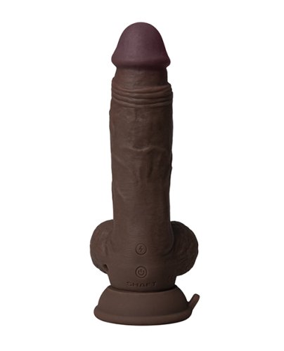 Shaft Flexskin Liquid Silicone 7.5\" Vibrating Dong w/Balls - Mahogany