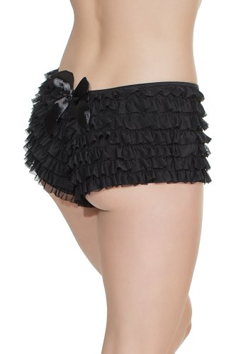 RUFFLE SHORTS W/BACK BOW BLACK O/S