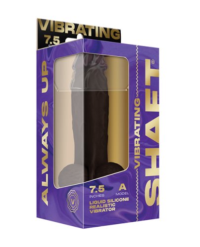 Shaft Flexskin Liquid Silicone 7.5\" Vibrating Dong w/Balls - Mahogany