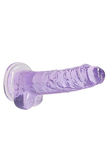 REALROCK 7IN REALISTIC DILDO W/ BALLS CLEAR PURPLE