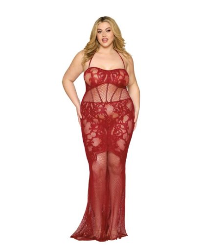 BODYSTOCKING GOWN OXBLOOD Q/S