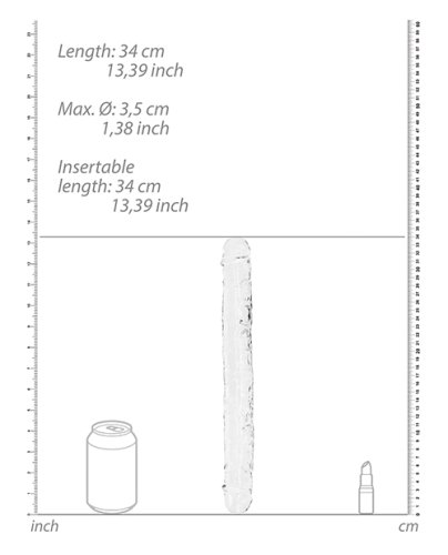 Shots RealRock Crystal Clear 13\" Double Dildo - Transparent