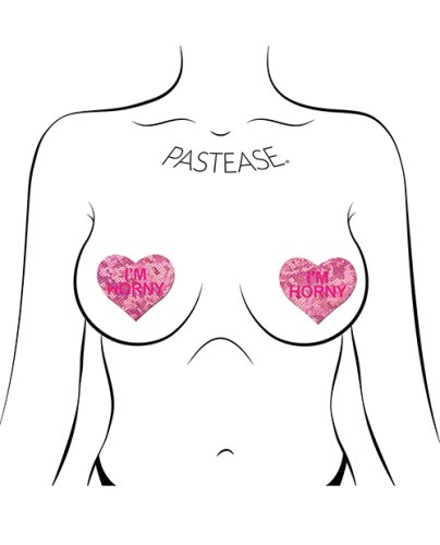 Pastease Premium I\'m Horny Heart - Pink/Red O/S