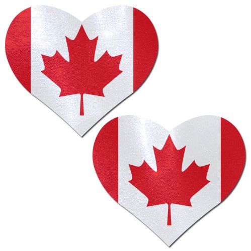 Canadian Flag on Heart Nipple Pasties*