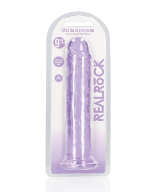 Shots RealRock Crystal Clear 9" Straight Dildo w/Suction Cup - Purple