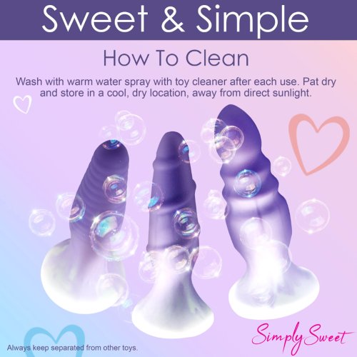 3 piece Silicone Butt Plug Set - Purple