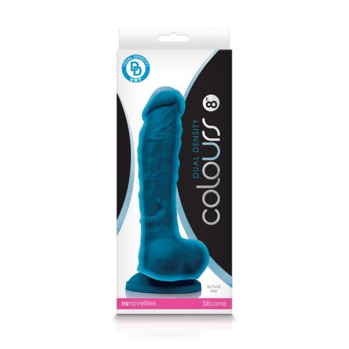 COLOURS DUAL DENSITY 8IN DILDO BLUE