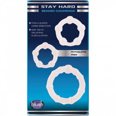 STAY HARD BEADED COCKRINGS 3PC CLEAR