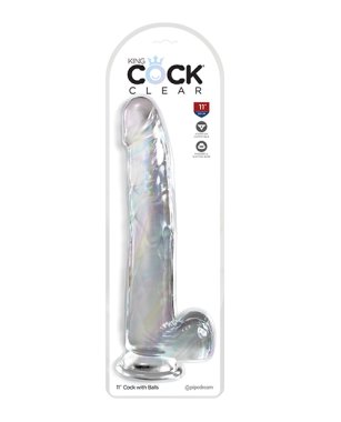 KING COCK CLEAR 11IN W/ BALLS