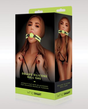 WhipSmart Glow in the Dark Deluxe Silicone Ball Gag - Green