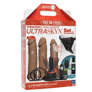 VAC-U-LOCK VIBRATING DUAL DENSITY ULTRASKYN SET CARAMEL