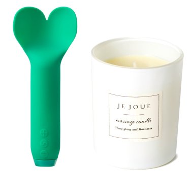Amour Bullet Emerald Green + Luxury Massage Candle - Ylang Ylang & Mandarin
