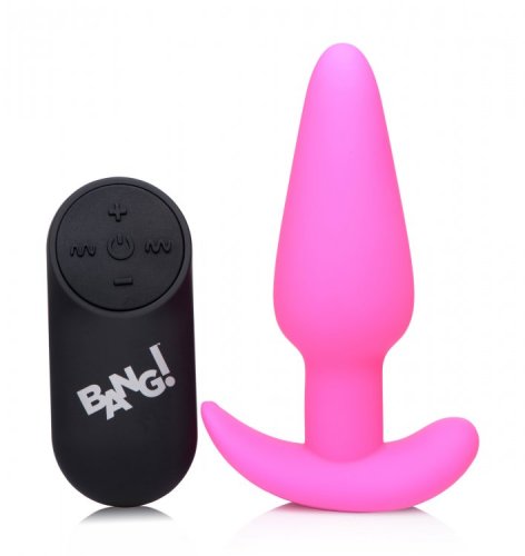 BANG! 21X VIBRATING SILICONE BUTT PLUG W/ REMOTE PINK