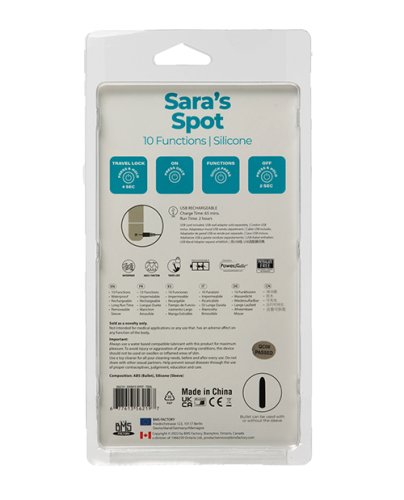 Sara\'s Spot Rechargeable Bullet w/G Spot Sleeve - 10 Functions Teal