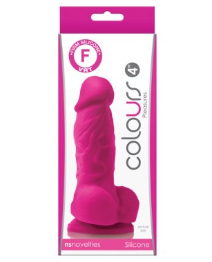 Colours Pleasures 4" Dong w/Balls & Suction Cup - Pink