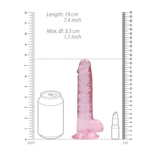 7\" Realistic Dildo With Balls - Pink